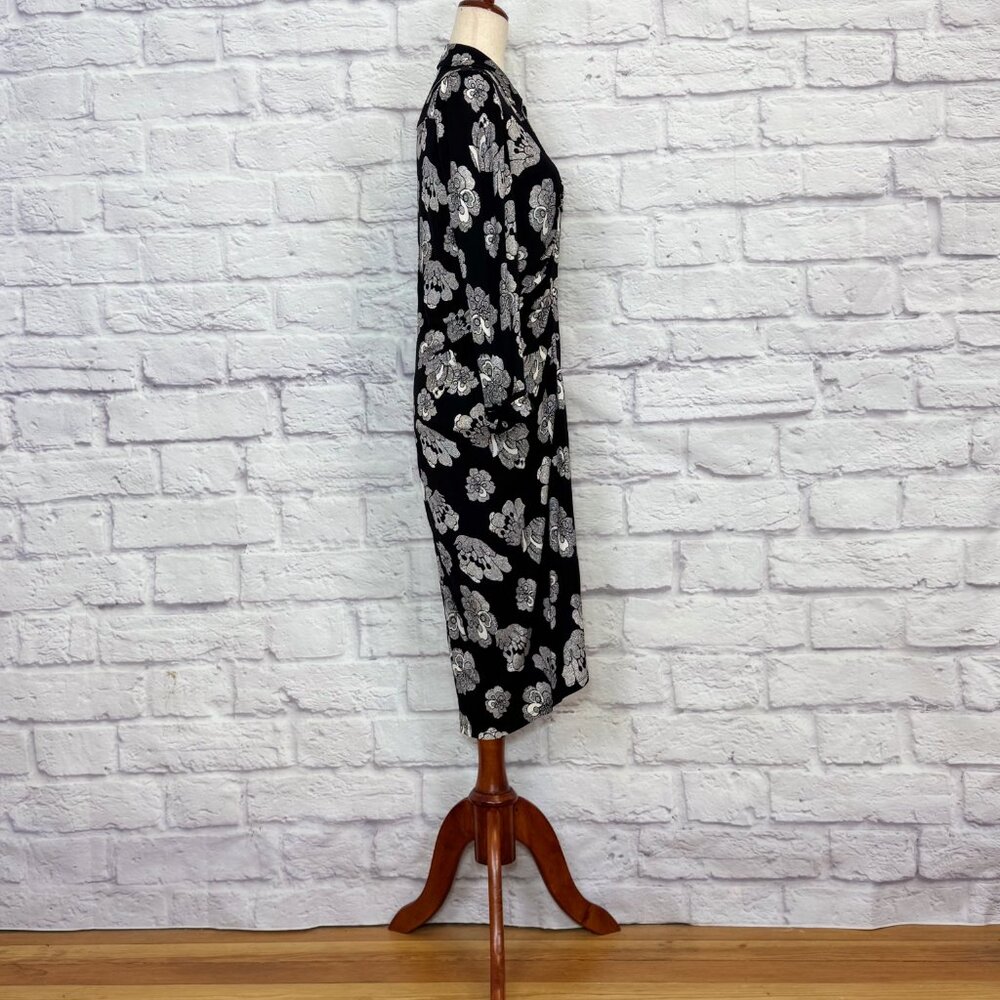 Diane Von Furstenberg Sheska Black & White Floral Shirt Dress - Picture 3 of 6